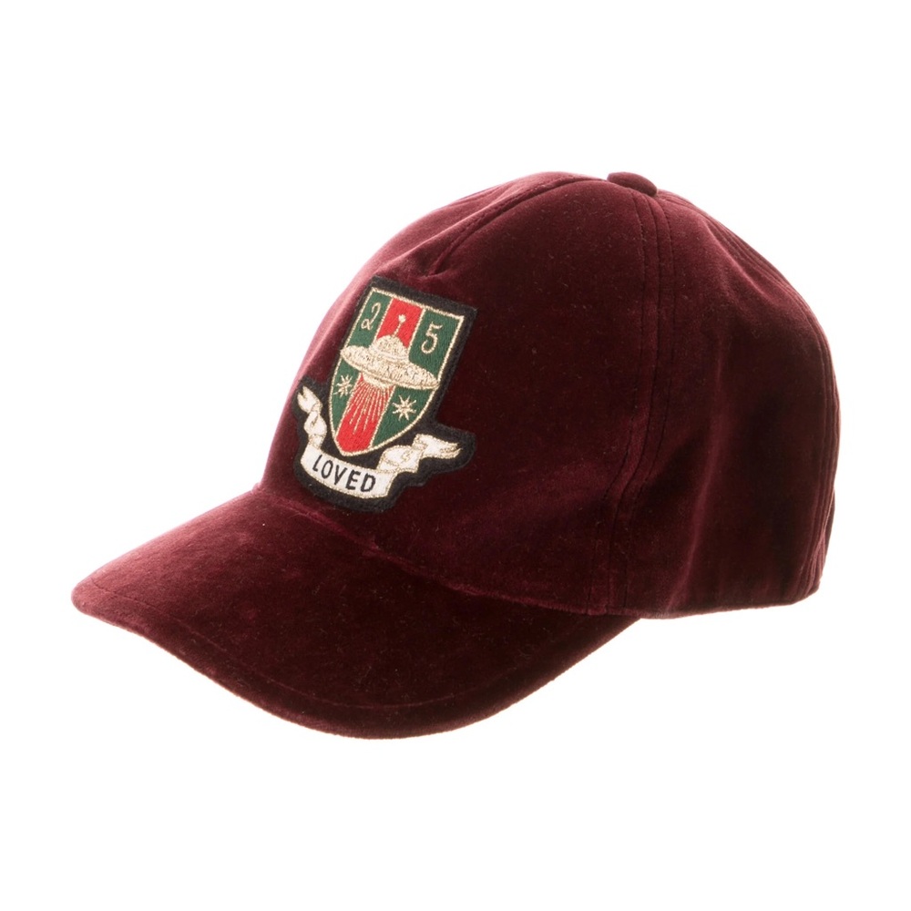 GUCCI Burgundy Velvet UFO Embroidered
Baseball Cap M